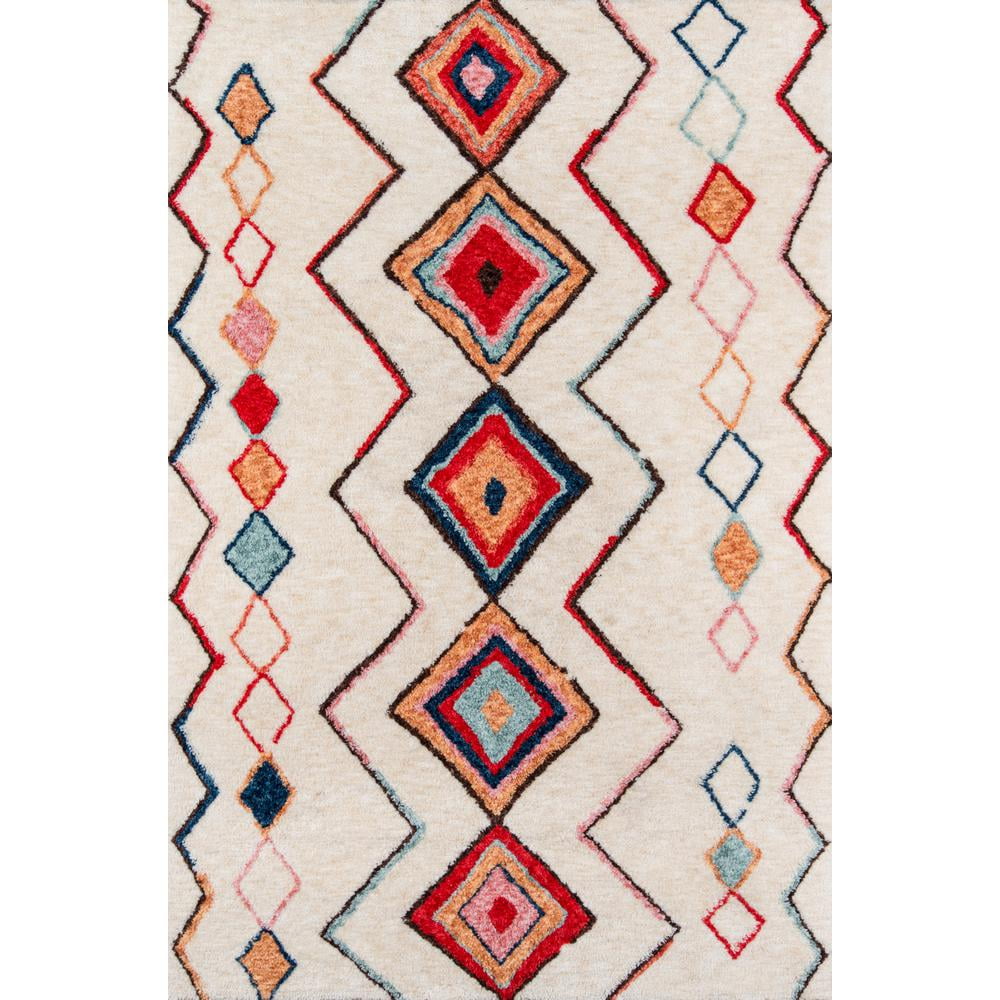 Handmade Red Geometric Synthetic Tufted Rug 3'6" x 5'6"