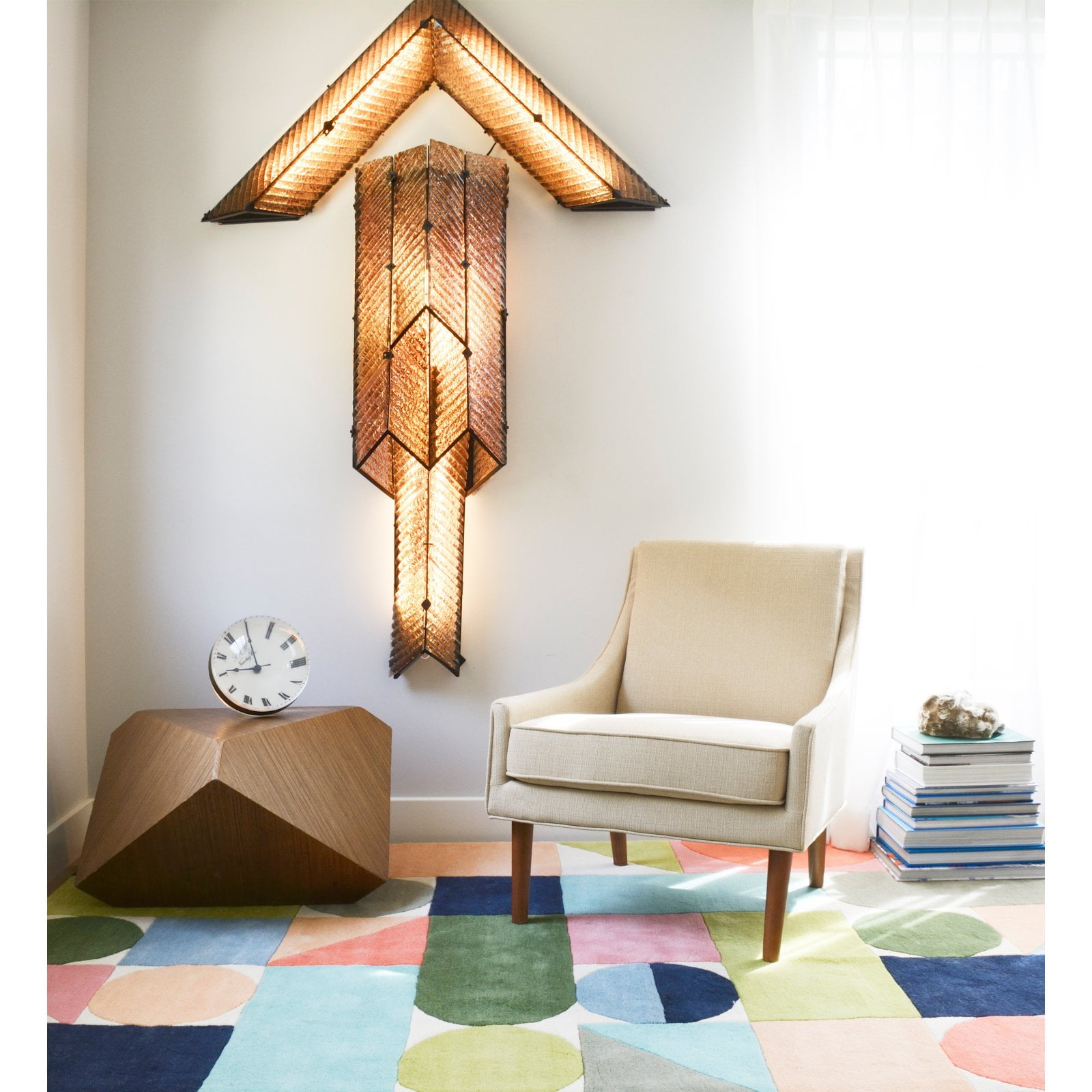 Multicolor Geometric Wool Hand-Tufted Runner Rug