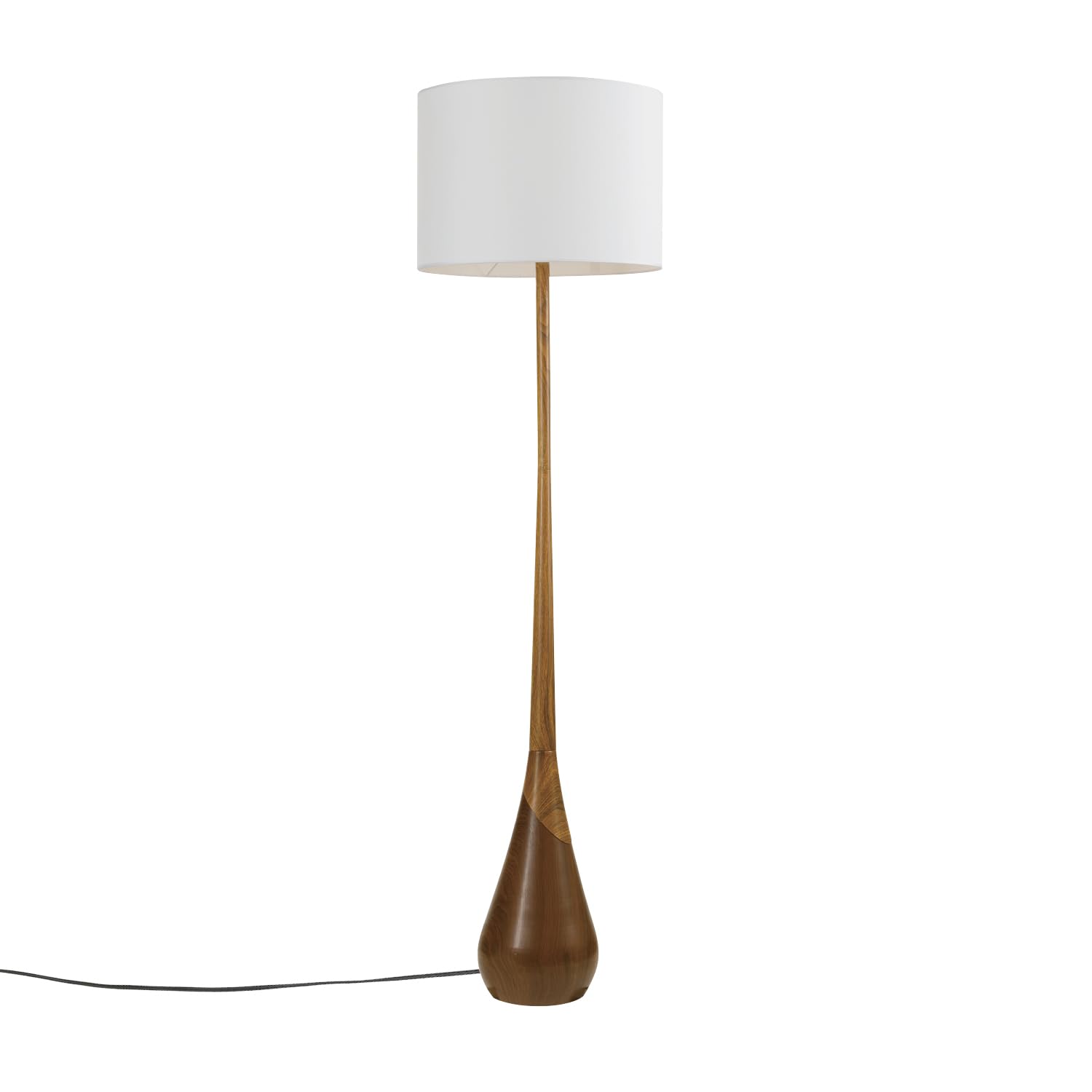 Novogratz X Harrington 65" Floor Lamp  2-tone Faux Wood Base White Fabric Shade Socket Rotary 67225