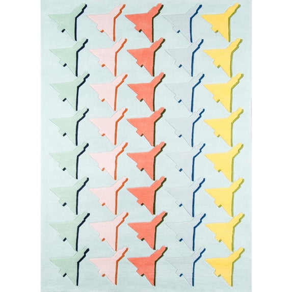 Novogratz Airplane Houndstooth Seafoam Rug, SEAFOAM