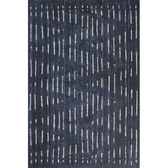 Novogratz by Momeni Bolt Zig Polyester Denim Area Rug 7'6" X 9'6"