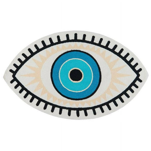 Novogratz by Momeni Cucina All Seeing Eye Polyester Hand Hooked Multi Kitchen Mat 3' X 5'