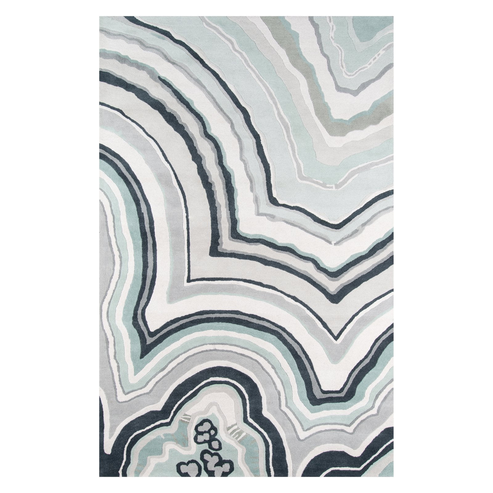 Handmade Hand-Tufted Wool Rectangular Area Rug in Blue, 5' x 8'