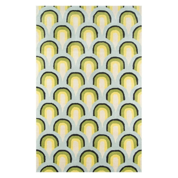 Novogratz by Momeni Delmar Sunshine Hand Tufted Wool Blue Area Rug 5' x 8'