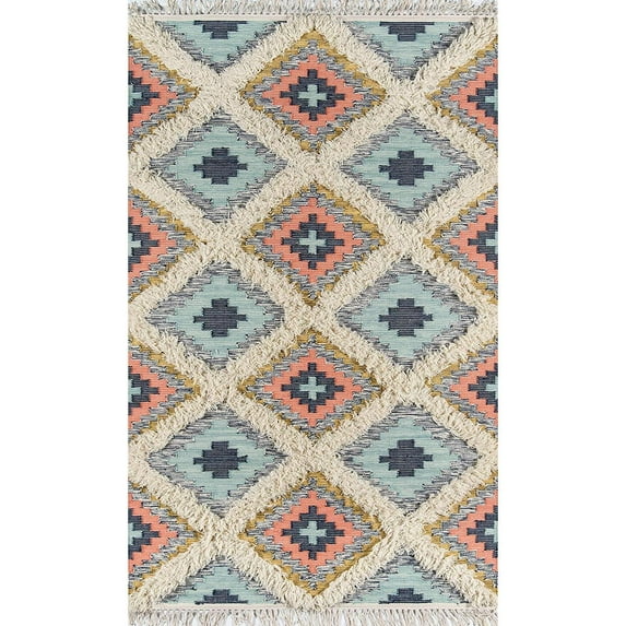 Novogratz by Momeni INDIOIND-2MTI5070 Indio 100% Wool Hand Made Contemporary Area Rug, 5' X 7', Multi-Color:Multi,Material:Wool
