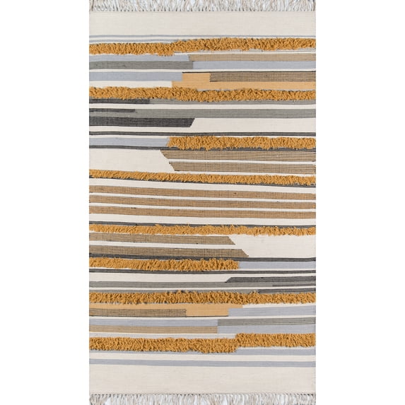 Novogratz by Momeni Indio Feliz Wool Hand Made Mustard Runner 2'3" X 7'10"