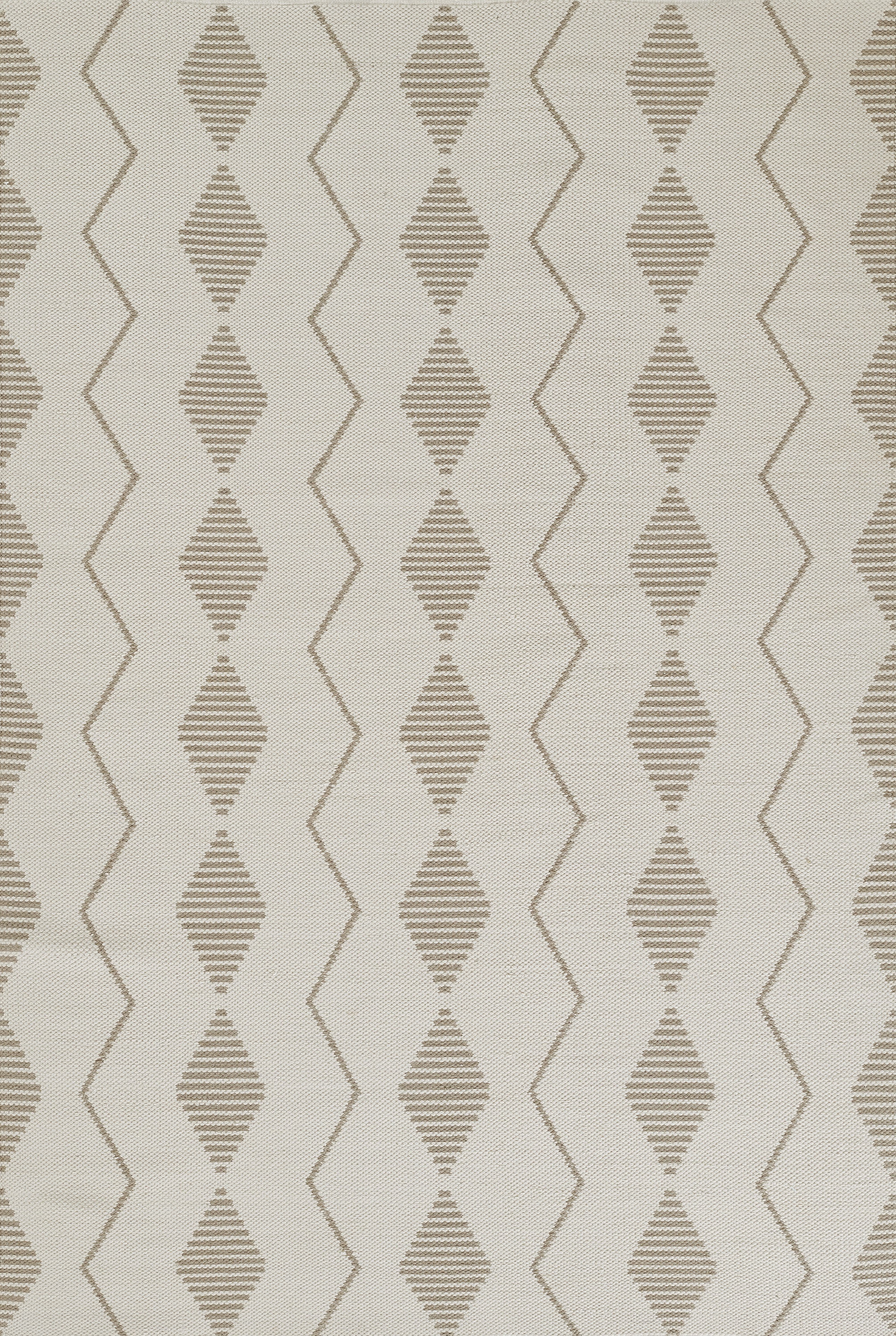 Ivory and Tan Diamond Reversible Flat Woven 8' x 10' Wool Rug