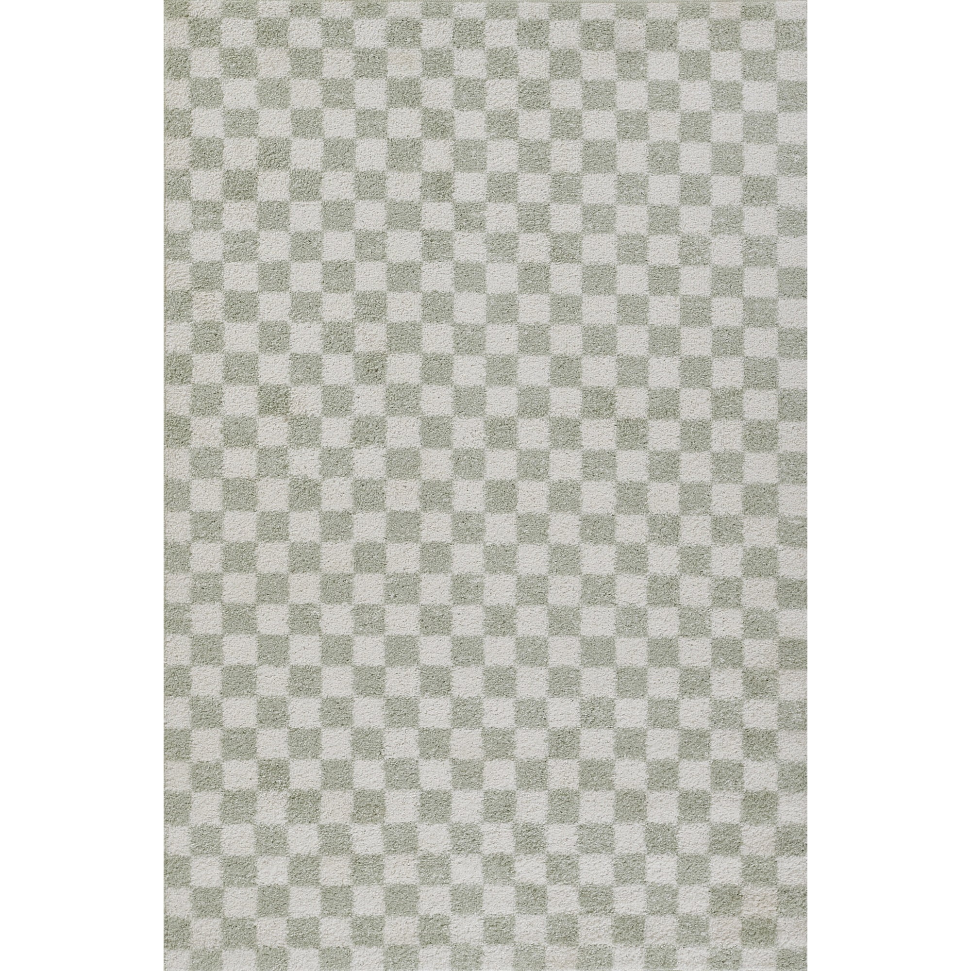 Geometric Green and Black Synthetic Rectangular Rug