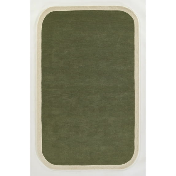 Novogratz by Momeni Tallulah Solid Color Ivory Border Wool Hand Tufted Area Rug, 3'6" X 5'6", Green