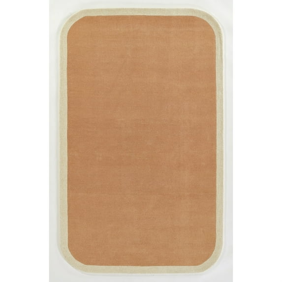 Novogratz by Momeni Tallulah Solid Color Ivory Border Wool Hand Tufted Area Rug, 3'6" X 5'6", Pink