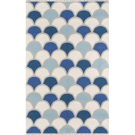 Novogratz by Momeni Topanga Dasha Flat Weave Blue Wool Rug 7'6" X 9'6"