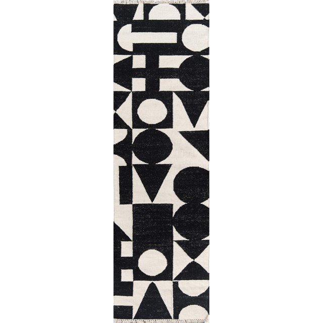 Novogratz by Momeni Topanga Roberta Flat Weave Black Wool Rug 2'3" X 8' Runner