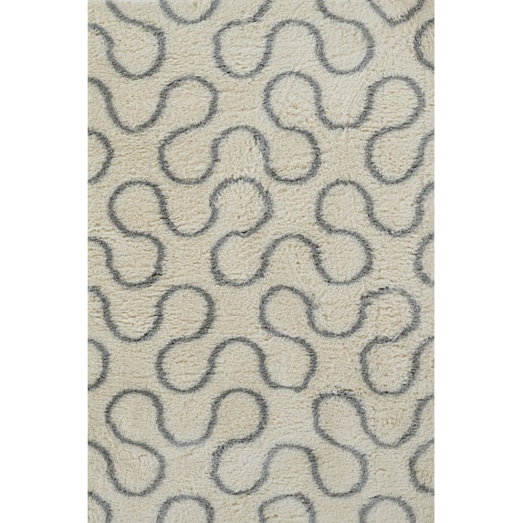 Novogratz by Momeni Transcoso Wave Polyester Geometric Ivory Area Rug 5'3" X 7'