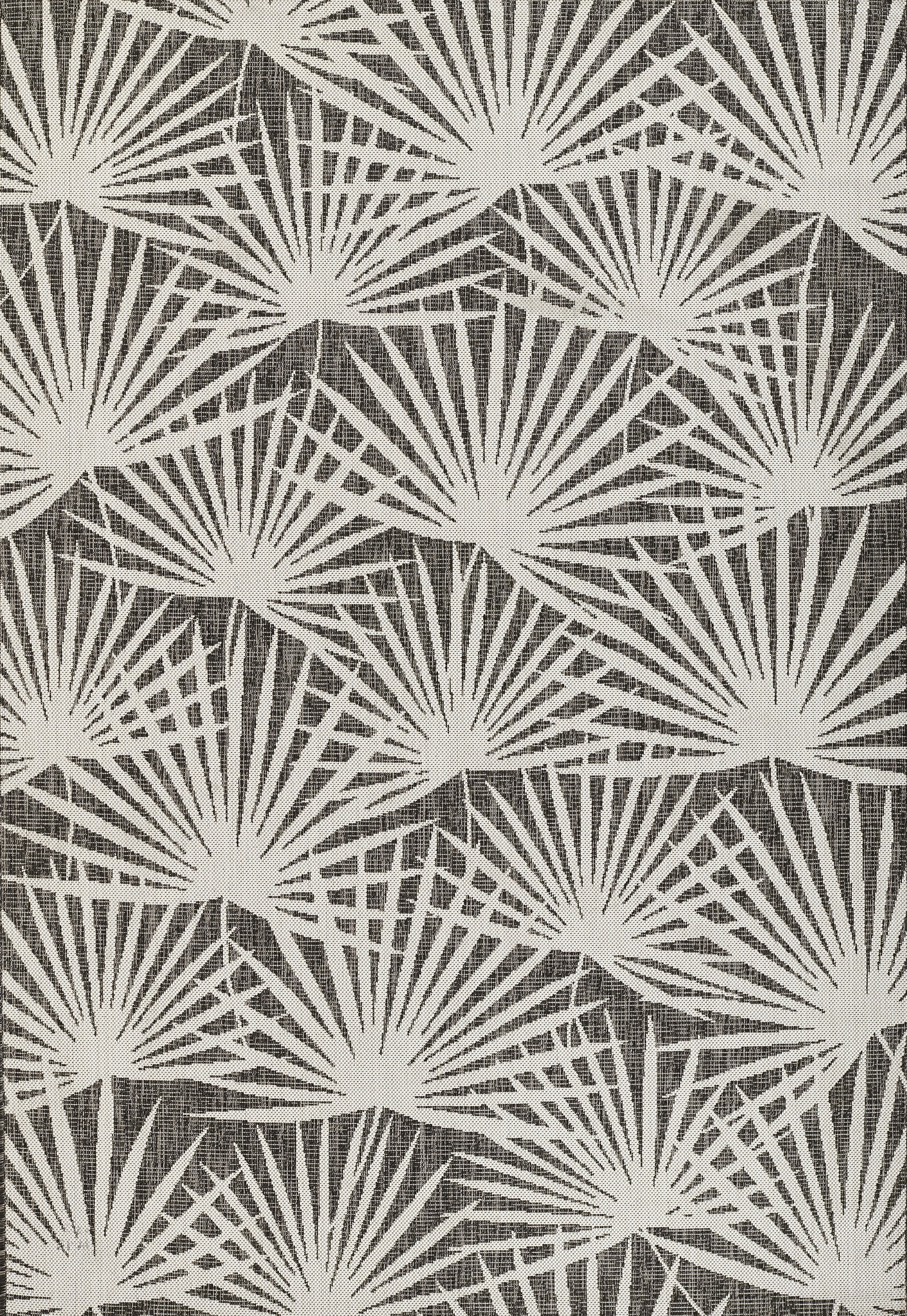 Charcoal and White Geometric Synthetic Rectangular Rug 5'3" x 7'6"