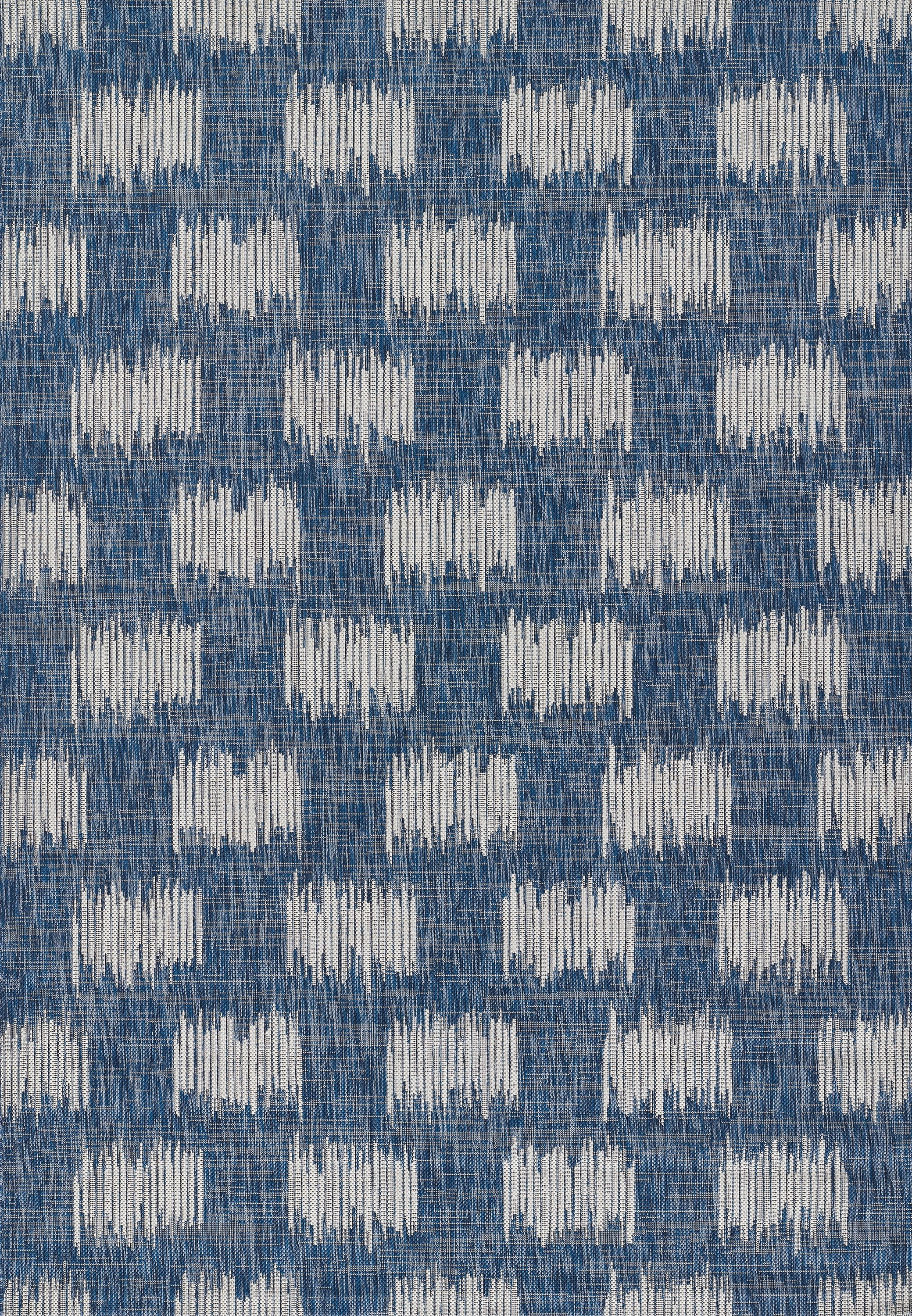 Blue and White Geometric Flat Woven Runner Rug
