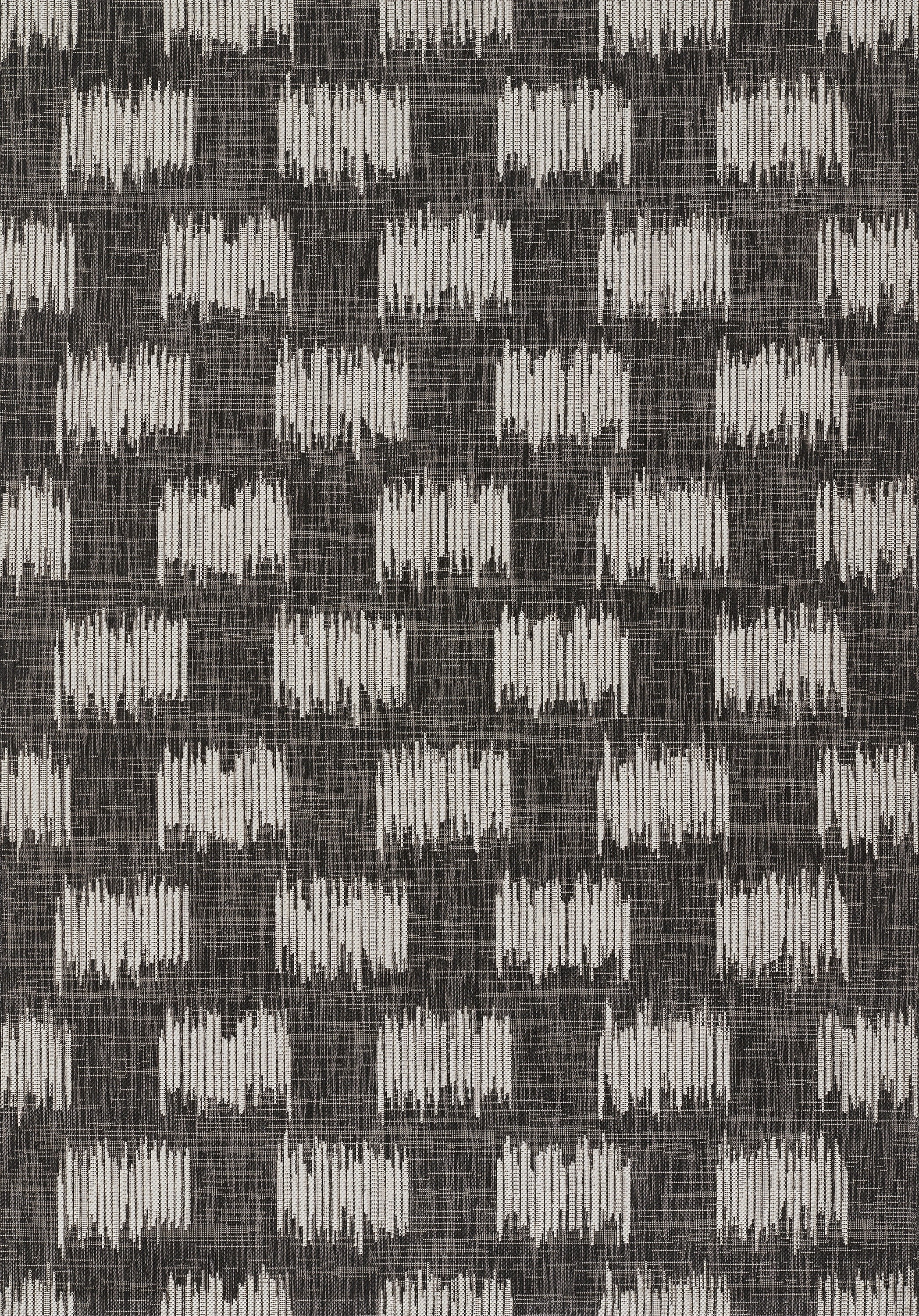 Villa Geometric Charcoal & White Indoor/Outdoor Runner Rug 2'x6'