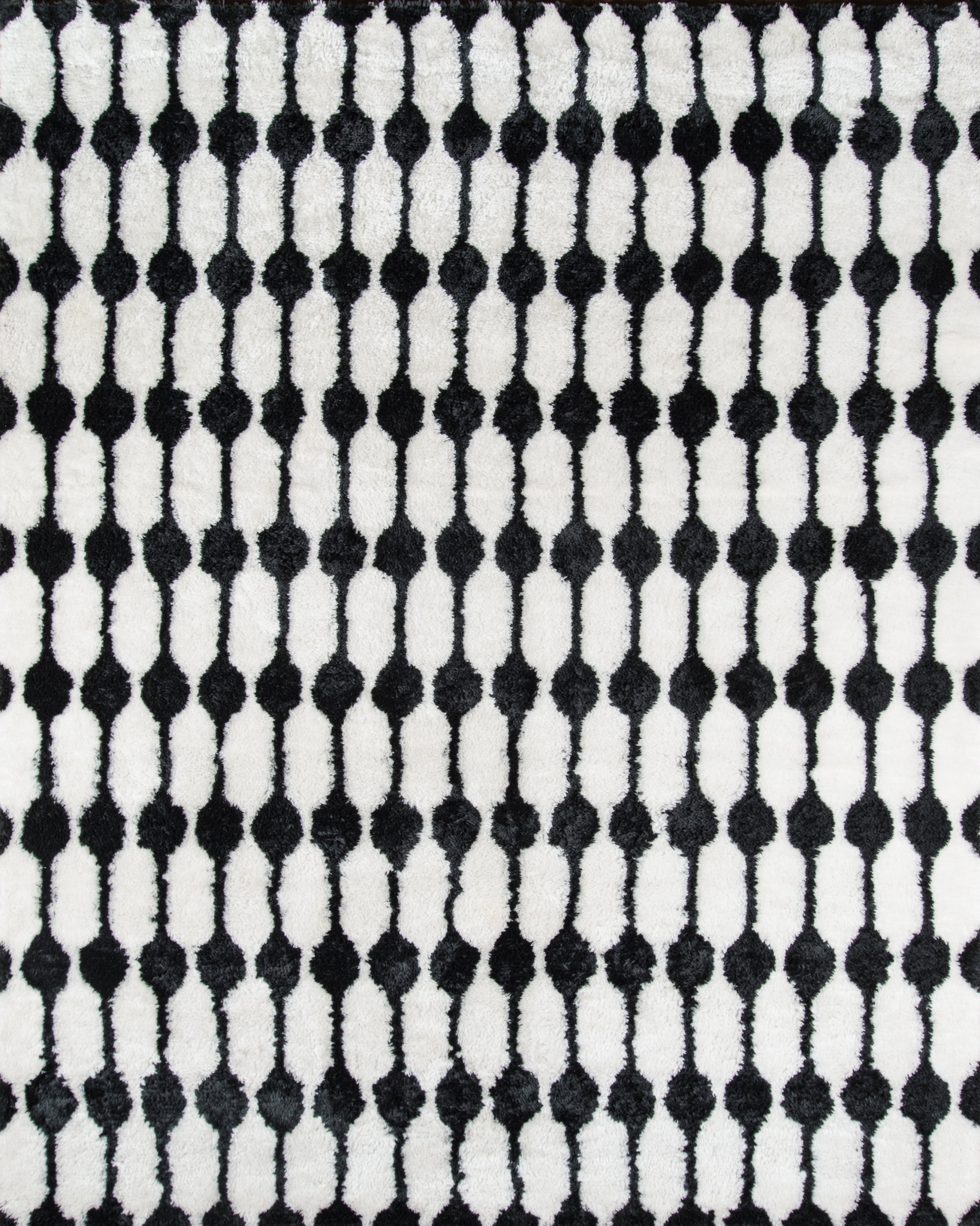 Black and Ivory Hand-Tufted Shag Area Rug 2' x 3'