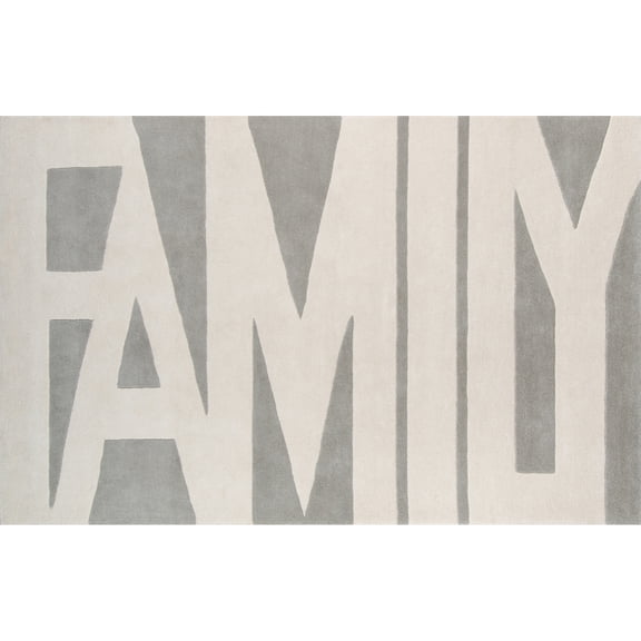 Novogratz by Tag Wordplay Hand Tufted Wool Area Rug Grey 8' x 10' 8' x 10' Ivory