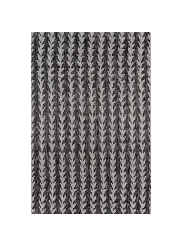 Novogratz by Villa Amalfi Indoor Outdoor Rug Charcoal 6'7" x 9'6" 7' x 9' Outdoor, Indoor Rectangle