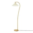 thumbnail image 1 of Novogratz x Globe 62" Wood Toned Floor Lamp with White Pleated Fabric Shade, 1 of 8
