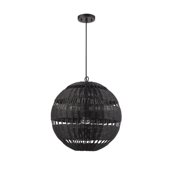 Novogratz x Globe Beth 1-Light Black Pendant Lighting with Matte Black Shade