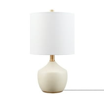 Novogratz x Globe Electric 16" Concrete Textured Ceramic Table Lamp with White Linen Shade, 91006806