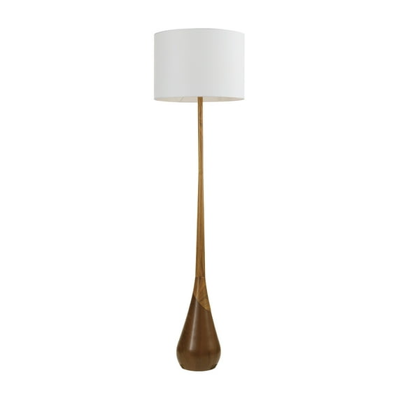 Novogratz x Globe Electric Harrington 65" Faux Wood Floor Lamp with White Fabric Shade, 67225