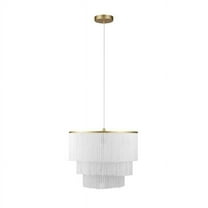 Novogratz x Globe Janis 1-Light Matte Gold Pendant Light with White Fabric Fringe Shade