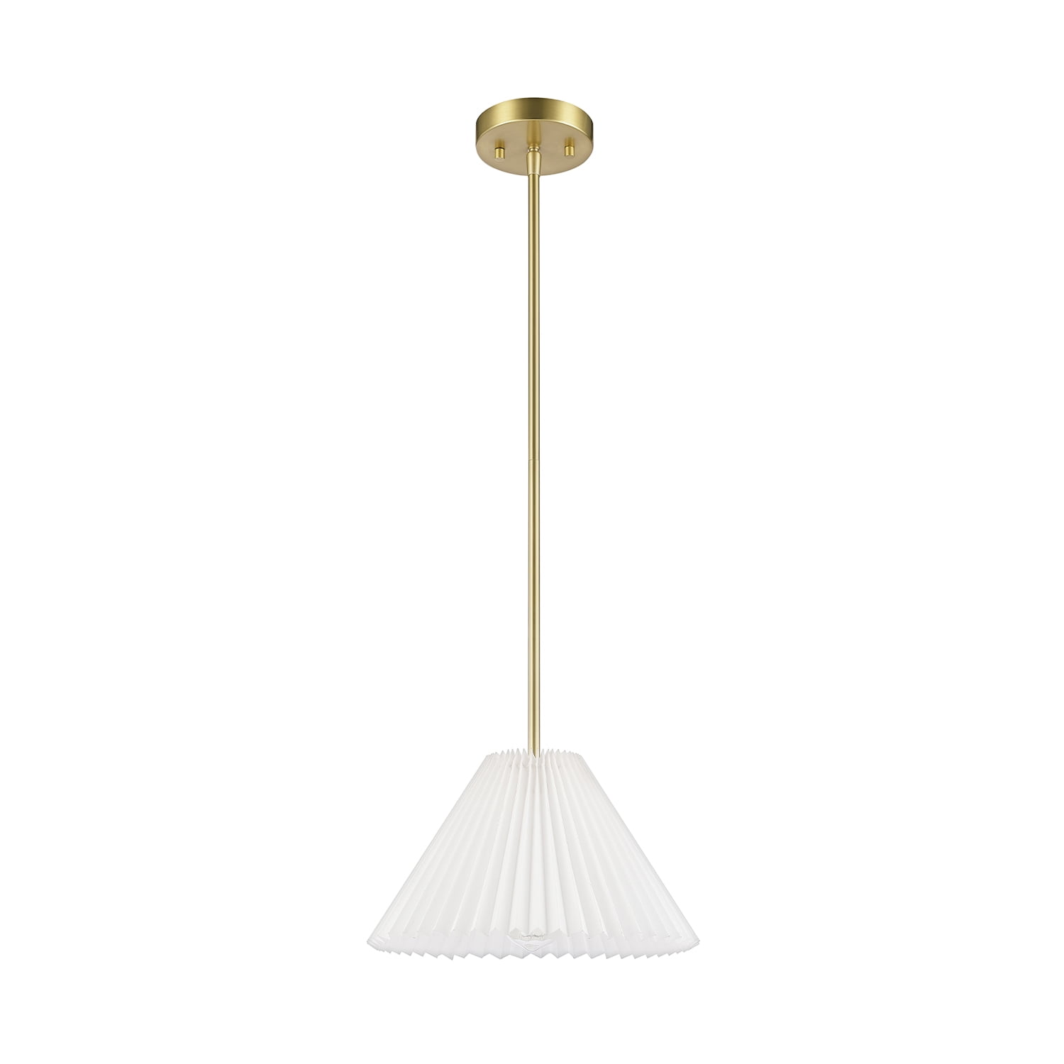Novogratz x Globe Matte Brass Pendant Lighting with Off-White Pleated Fabric Shade
