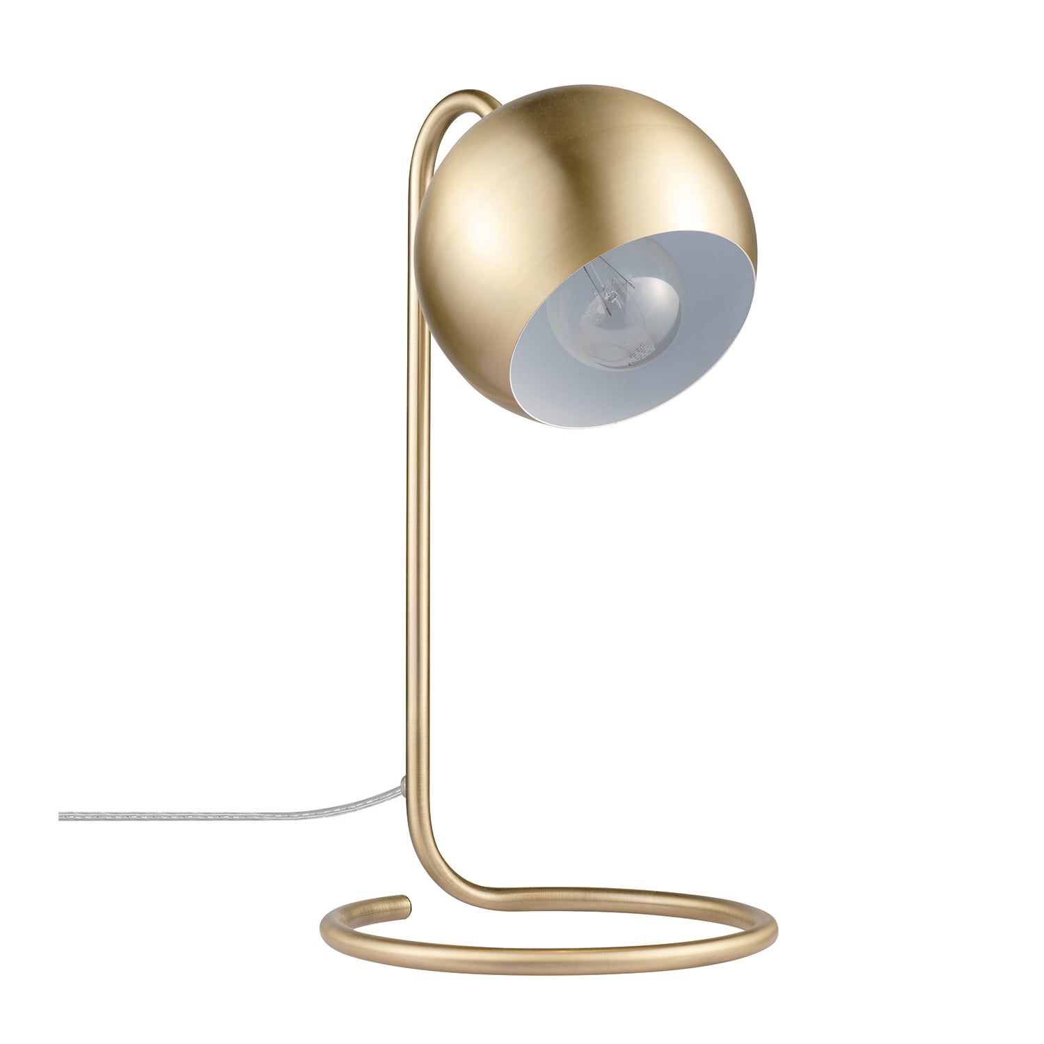 Novogratz x Globe Richmond 15" Matte Brass Desk Lamp with White Inner Shade, 52885