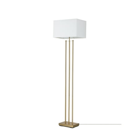 Novogratz x Globe SoHo 62" Matte Brass Floor Lamp with White Linen Shade, 67775