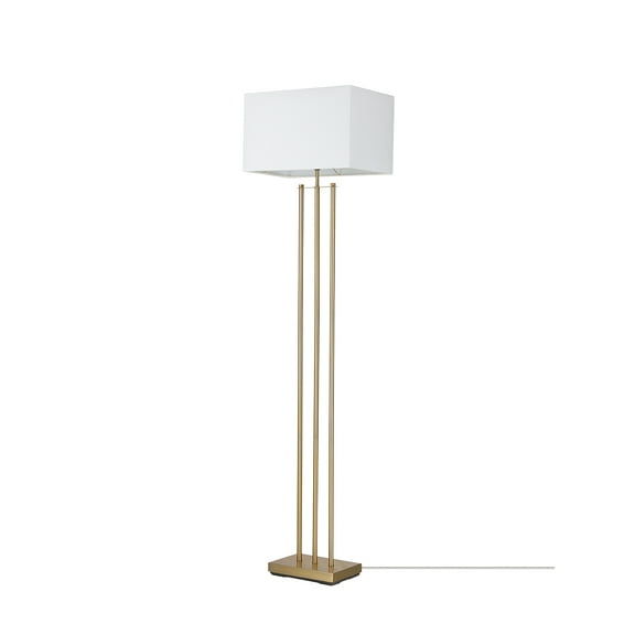 Novogratz x Globe SoHo 62" Matte Brass Floor Lamp with White Linen Shade, 67775