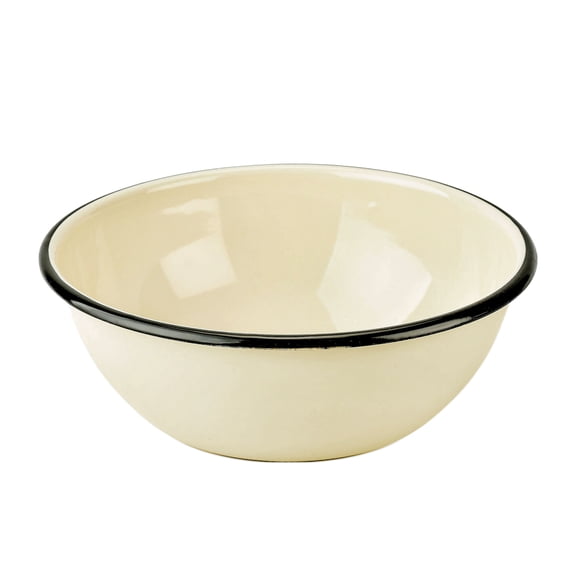 Novomoskovsjka Posuda Enamel Serving Bowl 135.2 fl oz (4 L) Shatterproof Enameled Steel Fruit and Salad Bowl for Cooking Enamel Mixing Bowl, Ivory