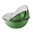 thumbnail image 1 of Novomoskovsjka Posuda Enamel Serving Bowl Set of 3 pcs Shatterproof Enameled Steel Fruit and Salad Bowls for Cooking Enamel Mixing Bowl for Indoor and Outdoor Use, Green Grass, 1 of 6
