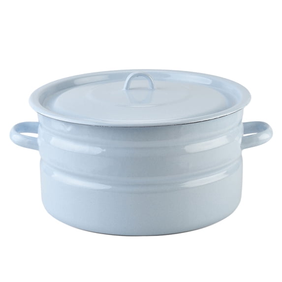 Novomoskovsjka Posuda Granite Light Blue Enamel Pot with Lid 14.7 Qt (14 L) Enameled Steel Stockpot Cooking Pot Induction Pot Enamelware Kitchen Pot Enamel Stock Pot Soup Pot