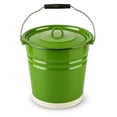 thumbnail image 1 of Novomoskovsjka Posuda Green Grass Enamel Bucket with Lid and Plastic Bottom Protection 12.7 Qt (12 L) Enameled Steel Kitchen Bucket for Storing Water Grains or Tools, 1 of 3