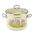 thumbnail image 1 of Novomoskovsjka Posuda Lavender Fields Cylindrical Enamel Pot with Glass Lid 5.8 Qt (5.5 L) Enameled Steel Stockpot Cooking Pot Induction Pot Enamelware Kitchen Pot Enamel Stock Pot Soup Pot, 1 of 10