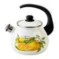 thumbnail image 1 of Novomoskovsjka Posuda Lemon Enamel Kettle with Whistle 2.7 Qt (2.5 L) Enameled Steel Stovetop Kettle with Ergonomic Handle Tea Kettle Tea Pot for Stove Top Enamelware Kitchen Kettle, White Yellow, 1 of 7