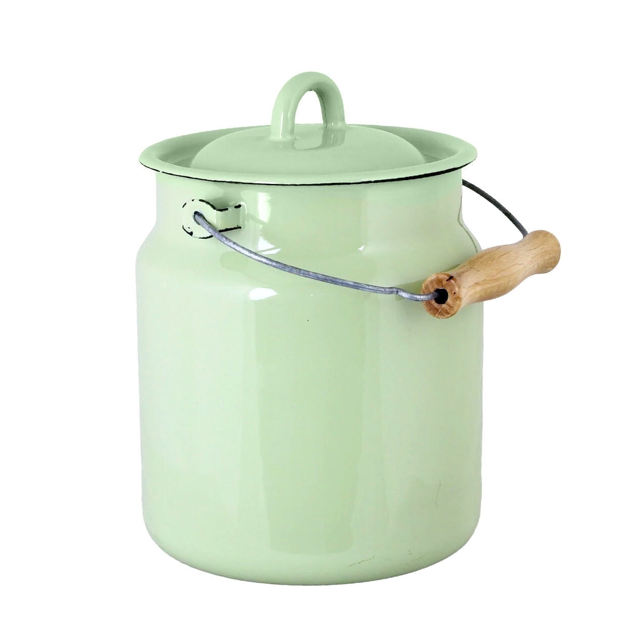 Novomoskovsjka Posuda Mint Coolness Enamel Milk Can with Lid 3.5 Qt (3.3 L) Enameled Steel Milk Canister Kitchen Milk Keeper Milk Bucket Milk Container, Vintage Style, Green