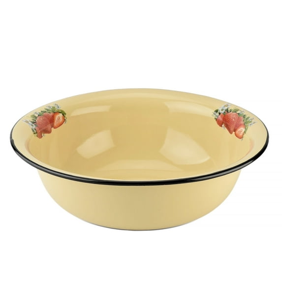 Novomoskovsjka Posuda Strawberry and Cream Enamel Basin 9.5 Qt (9 L) Enameled Steel Vegetable Basin Enamel Bowl Kitchen Mixing Basin Vintage Enamel Washing Basin