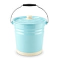 thumbnail image 1 of Novomoskovsjka Posuda Turquoise Enamel Bucket with Lid and Plastic Bottom Protection 12.7 Qt (12 L) Enameled Steel Kitchen Bucket for Storing Water Grains or Tools, 1 of 4