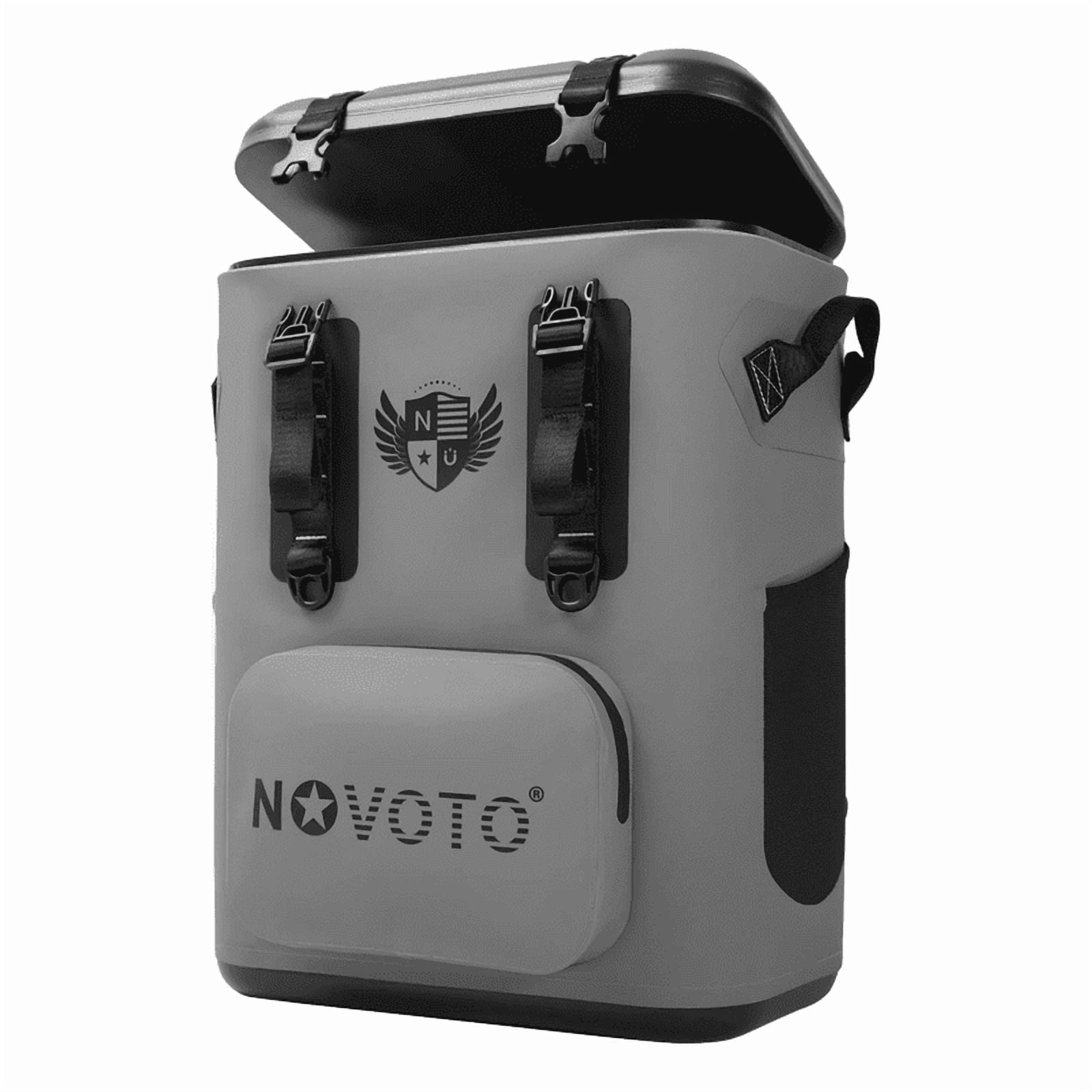 Novoto Magnetic Backpack Cooler 30Can, Zipperless Design, Insulated Soft Sided Cooler Bag for Men & Women, Portable Lunch Bag for Tailgating, Beach, Picnic, Kayak (Gray)