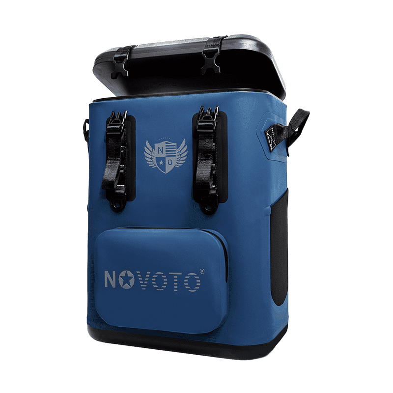 Novoto Magnetic Backpack Cooler 30Can, Zipperless Design, Insulated Soft Sided Cooler Bag for Men & Women, Portable Lunch Bag for Tailgating, Beach, Picnic, Kayak (Navy)