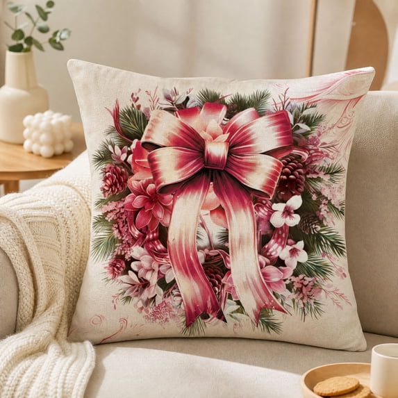 Novryn Christmas Themed Pillowcase, Snowman Santa Cushion Cover for Sofa, Cozy Home Textile Decor for Everyday Comfort