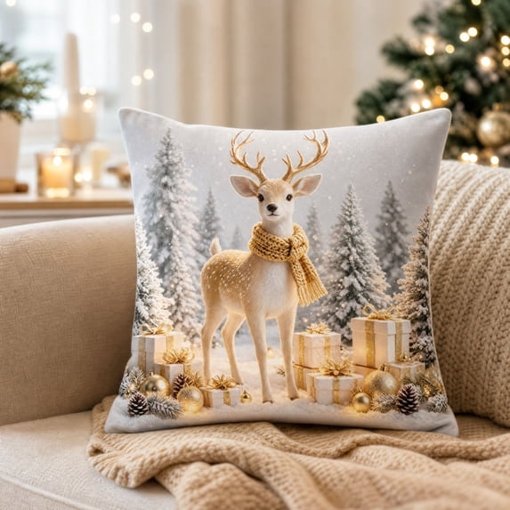 Novryn Christmas Themed Pillowcase, Snowman Santa Cushion Cover for Sofa, Cozy Home Textile Decor for Everyday Comfort