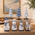 thumbnail image 1 of Novryn Christmas Wooden Tabletop Decor Set of 7, 6 x 2 Inch Snowman Reindeer Table Decor, Rustic Wooden Accent for Tabletop and Wall Display, 1 of 7