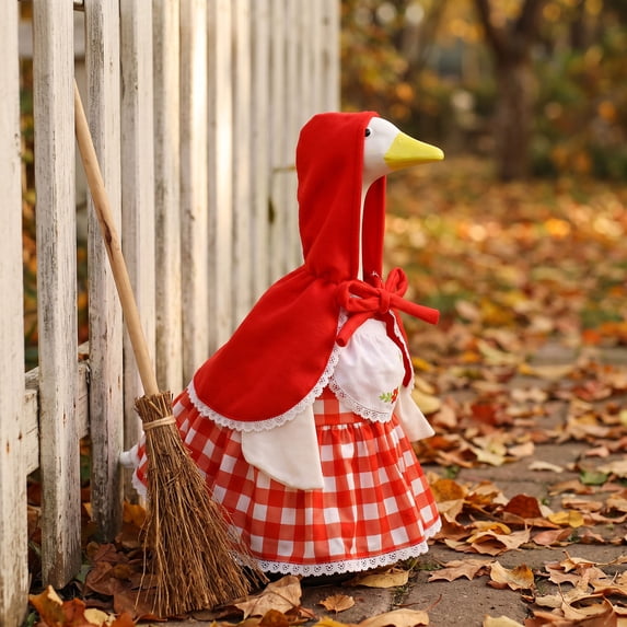 Novryn Goose Outfit Christmas Clothes For Yard, 22 x 14 Inch Polyester Cover With A Printed Holiday Pattern And A Slip On Fit, Porch Lawn Garden Or Front Yard Display Use