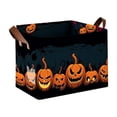 thumbnail image 1 of Novryn Halloween Storage Bin, Large Foldable Fabric Organizer Basket With Handles, Waterproof Halloween Print, 15 x 10.2 x 9.8 Inch - Black Pumpkin Print, 1 of 6