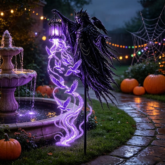 Novryn Halloween Wailing Wraith Animated Garden Light, 22 x 9 Inch Resin Figure On A Ground Stake With A Solar Panel, Path Flower Bed Lawn And Front Porch Display