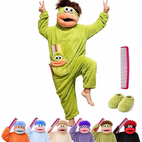 NovuLife Big Mouth Beast Onesie, Goofy Snuggle Plush Pajamas, Silly Creature Jumpsuit Cozy Home Loungewear
